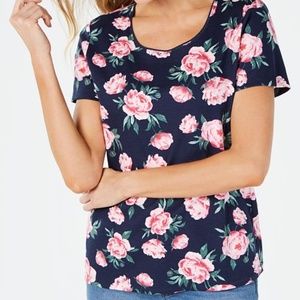 XXL Intrepid Blue Karen Scott Floral-Print Short Sleeve Tee